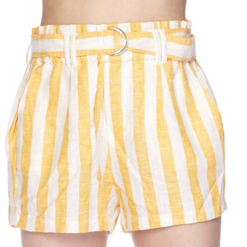 Striped Linen Shorts- Sunshine Yellow